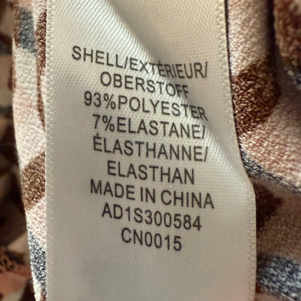 Adrianna Pappell Women's Pink/Brown Geometric Design Blouse Size L - Picture 6 of 6